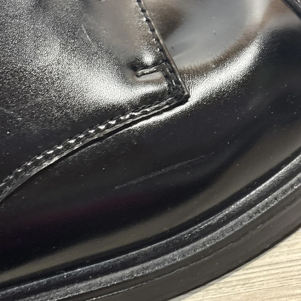 Mens 11.5 Nunn Bush Genuine Leather Kore Pro Cap Toe Oxford Black Slip Resistant